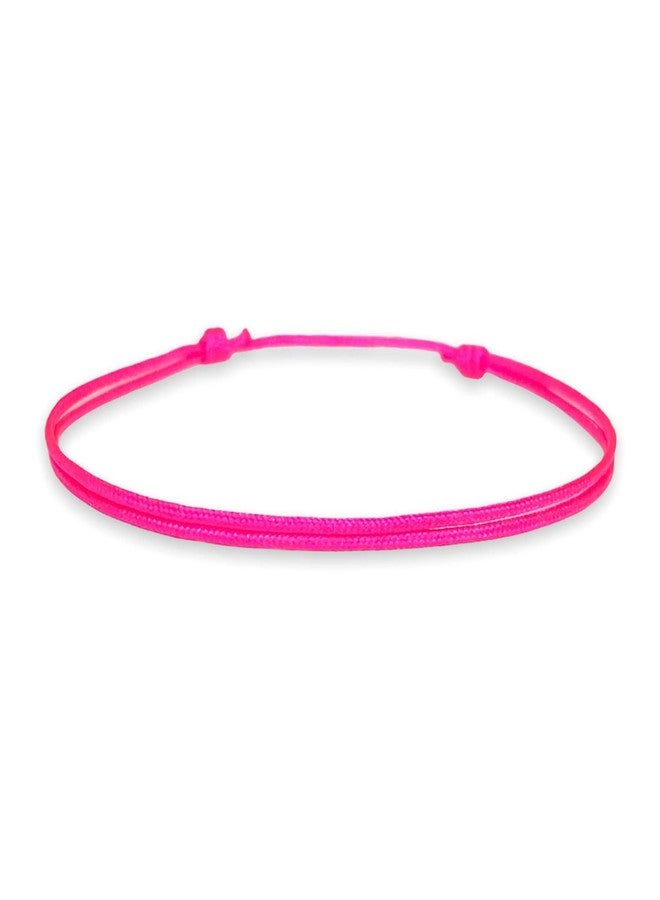 Luck Strings Thin Neon Pink Cord Bracelet for Men Women Teen Unisex Adult - Waterproof Nylon Surfer Fuschia String Friendship Bracelets Summer Beach Accessories - Image 1